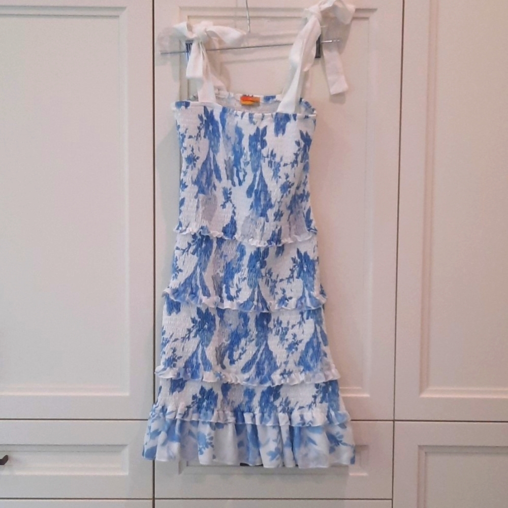 Smocked ruffle mini dress girls size L